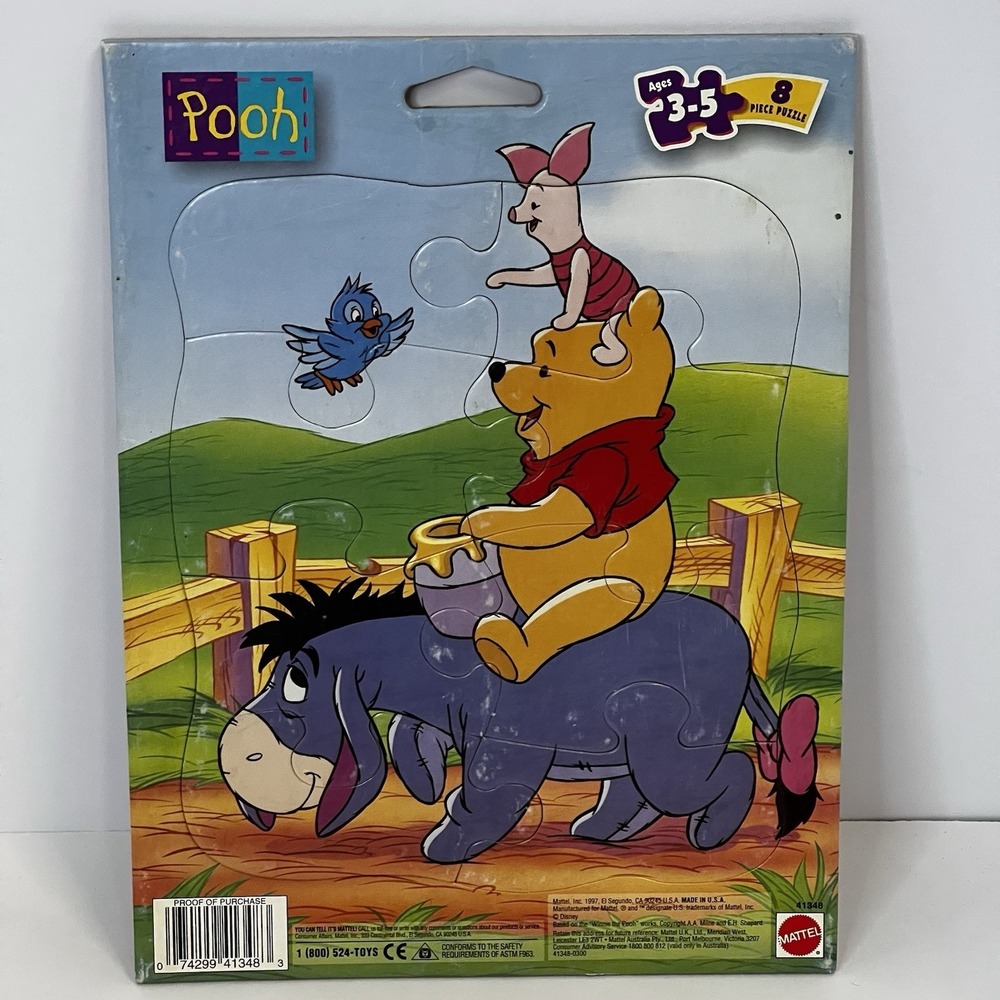 Vintage 1997 Mattel Disney Winnie the Pooh 8 Piece Puzzle 41348 Eeyore Piglet
